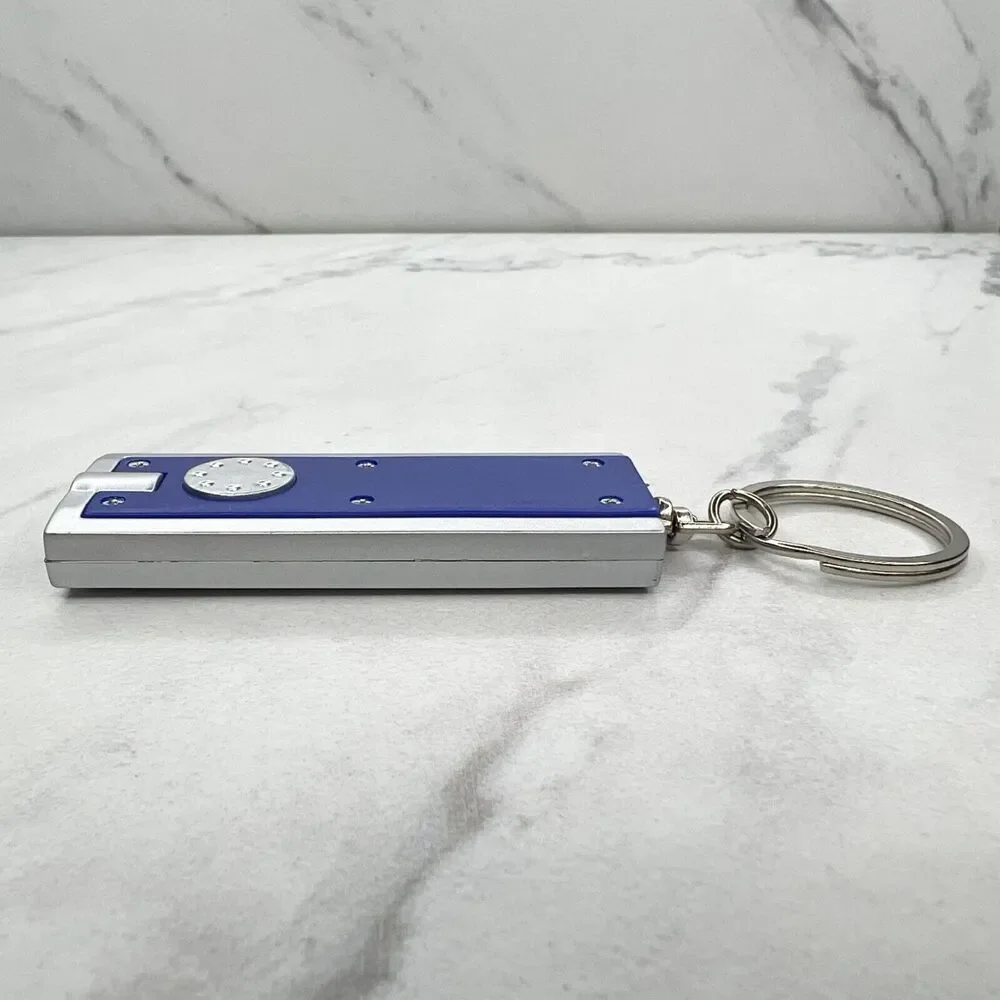 AAA Blue and Silver Flashlight Keychain Keyring